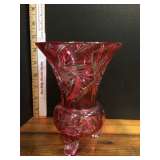 Ruby Glass Footed Vase