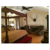 King Canopy Bed w/ Tapestry Headboard