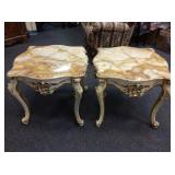 French Style Marble Top End Tables