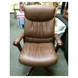 Leather Office Chair w/ Wood Trim