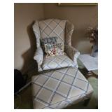 Upholstered Chair w/ matching Ottoman