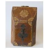 18th C. leather flatware holder, Florence, h 10 7/8"