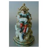 Baroque, wood polychrome Shepherd w/sheep h 6 5/7" 