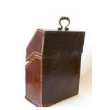 18th C. leather flatware holder, Florence, h 10 7/8"