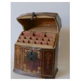 18th C. leather flatware holder, Florence, h 10 7/8"