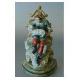 Baroque, wood polychrome Shepherd w/sheep h 6 5/7" 