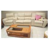 Cream Spanish leather recliner group