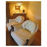 PR. Ivory damask club chairs