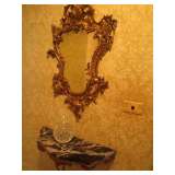 Hall shelf marble top, mirror