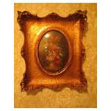 Floral oil in gilded frame