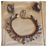 Vintage Rhinestone earing and necklace