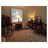 Toile Library & walnut Secretary