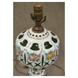 hand painted forrest green lamp