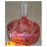 cranberry footed candy dish