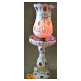 cranberry handpainted lamp