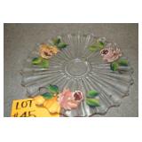 hand painted platter with flowers