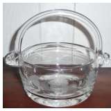 HAND BLOWN ETCHED BASKET