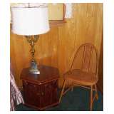 LAMP AND WICKER CHAIR