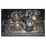 SILVER ON COPPER TEA SET