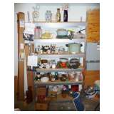 ASSORTED ITEMS AND SHELVES