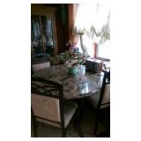marble top dining table with chairs