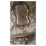 Baroque style mirror and demi shelf