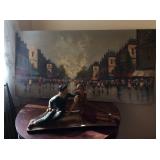 hand painted italian  couple/ painting of french street