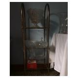 brass etagere/punch bowl/ depression glassware