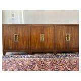 Mid Century Modern Solid Wood Buffet Credenza By Heritage. Brass Hang Style Hardware, Very Sturdy Dovetail Construction.