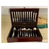 Vintage Lunt 82 Piece Sterling Silver Flatware Set With Wood Chest. 