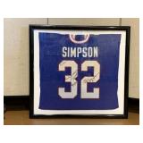 Oj Simpson Autographed Football Jersey In Frame. Dated 1997.