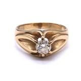 14k Gold Ring With Large Solitaire Diamond. Size 10, 8g.