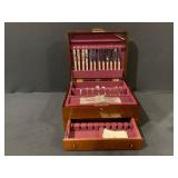 76 Piece Lunt Sterling Silver Flatware Set In Wood Chest.