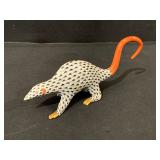 Rare Herend Porcelain Lesser Anteater Figurine In The Vieux Herend Color Pattern With Red Tail