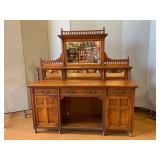 English Victorian Tiger Oak Sideboard Buffet By W.h. Batchellor.