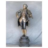 Outstanding Nearly Life Size Bronze Violinist Sculpture On Plinth. Measures Just Over 6 Feet In Height.