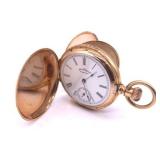 1888 American Waltham Pocket Watch In 14k Gold Hunter Case.