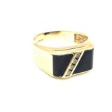 Mens 14k Gold Diamond And Onyx Ring. Size 10, 7g.