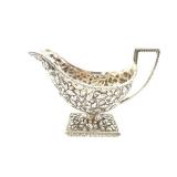Mid 1800s S. Kirk & Sons Coin Silver Gravy Sauce Boat With Heavy Floral Repousse Work And Greek Style Handle. Signed S. Kirk & Sons 11oz On The Bottom. Total Weight: 361g.