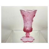 Vintage Fenton Pink Cast Glass Floral Vase. 