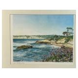 Teal Framed Watercolor Print Of La Jolla Cove. 