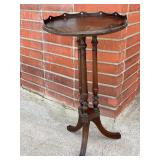 Vintage Tri-Foot / Tri-Column Center, Circular Wooden Plant Stand Table.