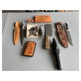 Assortment Of Knives And Sheaths.