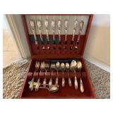 Vintage Community Silver Flatware Set In Wood Chest.