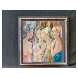 Normunds Bralins (Latvia) Framed Original Oil On Canvas Female Figurative Painting. Signed In Lower Center And Dated 1996.