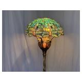 Outstanding Tiffany Style Stained Glass Floor Lamp With Dragonfly Shade And Base.