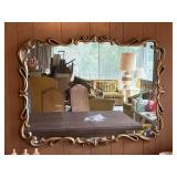 Vintage Wall Mirror In Gold Tone Frame.
