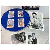 Elvis Presley Film Can Memorabilia Set Including 4 Double Feature Cassette Tapes, Booklet, Photographs, An Elvis Pin, And A Certificate Of Authenticity. A Qvc Original From The 1990