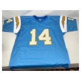 San Diego Chargers Dan Fouts Number 14 Autographed Jersey. Hall Of Fame 1993.