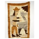 Hand Crafted Peruvian Man With Alpaca Woven Wall Hanging Rug.
